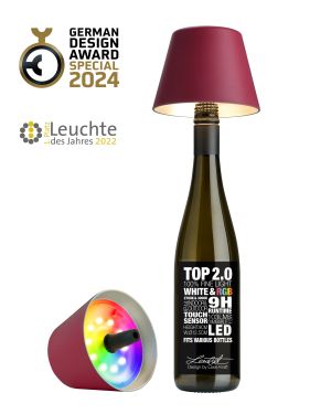 TOP 2.0 - RGBW Battery Bottle Light, Bordeaux