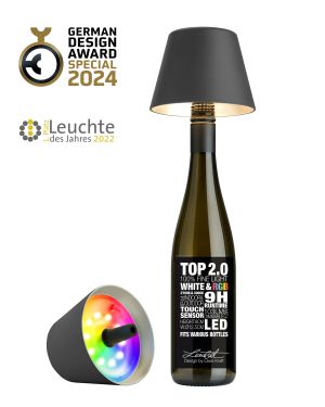 TOP 2.0 - RGB battery-powered bottle light, anthracite